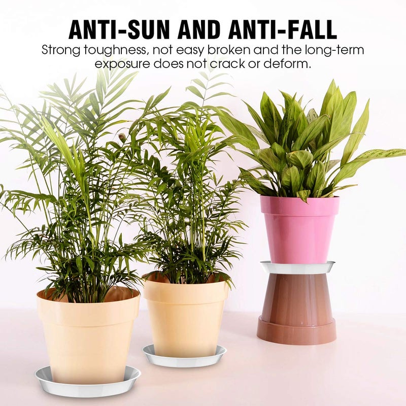 UPMCT 6 Pack Plant Saucer, 4 6 8 10 12 Inch Heavy Duty Plastic Flower Pot Water Catcher Tray Round Drip Pallets for Indoors and Outdoor Planter Container Accessories (6 Inch, White) - Image 2